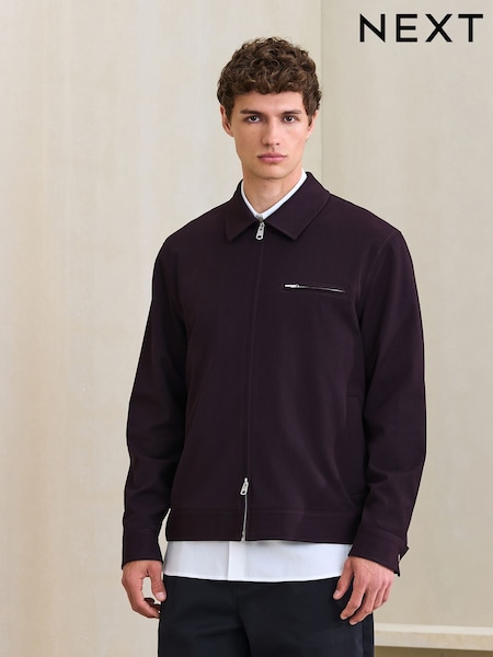 Burgundy Red - Regular Fit Motionflex Smart Twill Zip Shacket