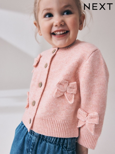 Pink - Bow Embroidered Cardigan (3mths-7yrs)