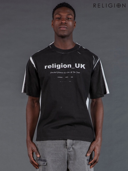 Religion Black UK Wash T-Shirt (G58769) | £40