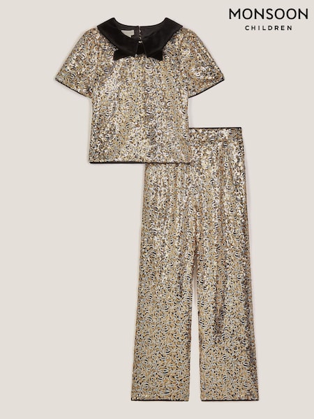 Monsoon Black Seraphina Sequin Party Top & Trousers Set (G58879) | £52 - £62