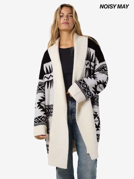 NOISY MAY White Knit Coatigan (G58925) | £50