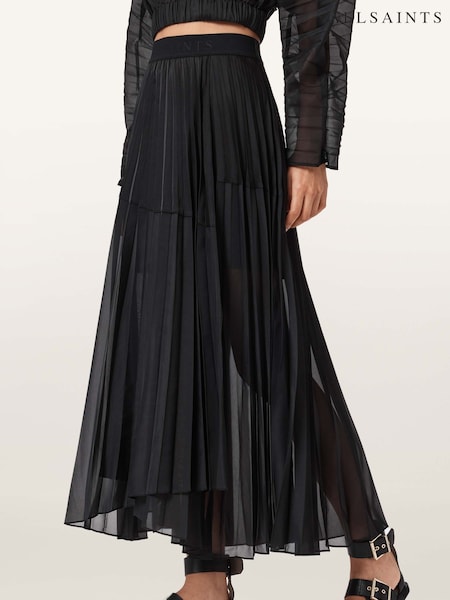 AllSaints Black Micaela Pleat Skirt (G58941) | £159