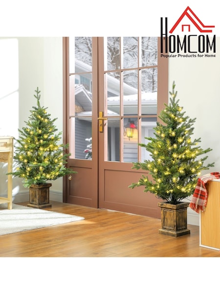 Homcom Green Set of 2 Prelit 4ft Christmas Tree with Realistic tips (G58966) | £73
