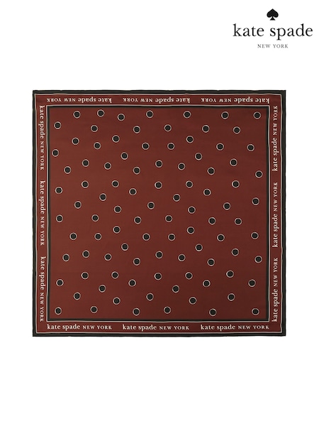kate spade new york Downtown Dot Silk Square Brown Scarf (G59013) | £95
