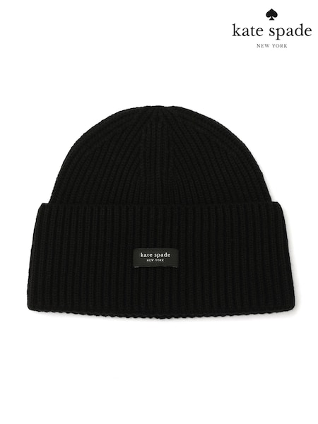 kate spade new york Sam Label Black Beanie (G59014) | £65
