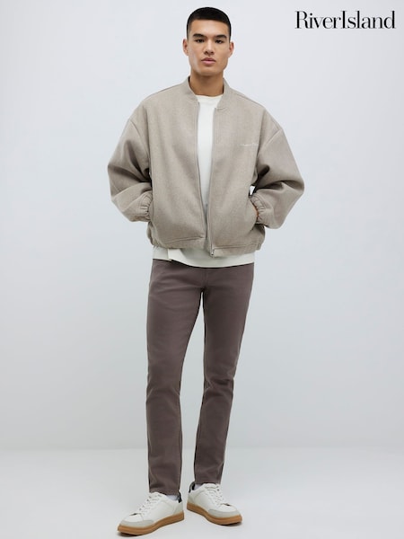 River Island Brown Slim Fit Stretch Washed Jeans (G59024) | £42