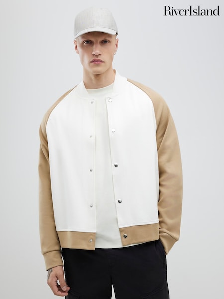 River Island Cream Blocked Bomber Jacket (G59030) | £49