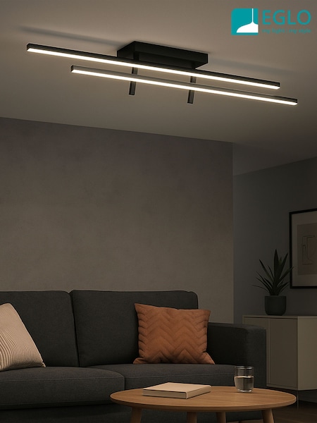 Eglo Black Trepiliano Metal Modern LED Linear Ceiling Light (G59058) | £85