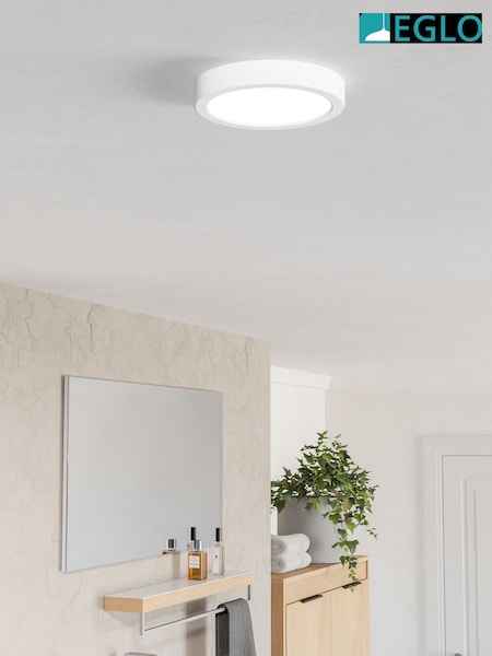 Eglo White Fueva 6 IP44 LED CCT Ceiling Light (G59061) | £30