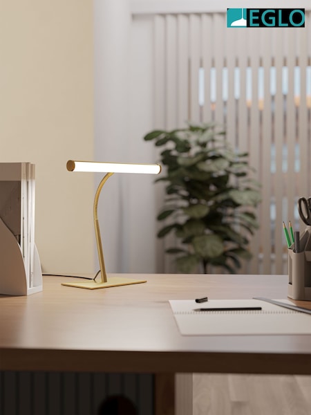 Eglo Brushed Brass Riccione LED Tuneable Desk Lamp (G59064) | £50