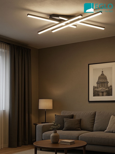 Eglo Black Vascella LED Modern Rectangular Ceiling Light (G59067) | £50