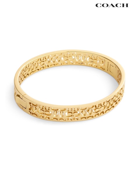 COACH Gold Tone Signature Quilted Cut Out Bangle Bracelet (G59121) | £175