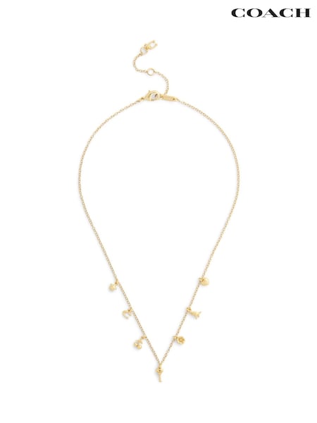 COACH Gold Tone Charming Charms Signature Mini Bib Necklace (G59133) | £175