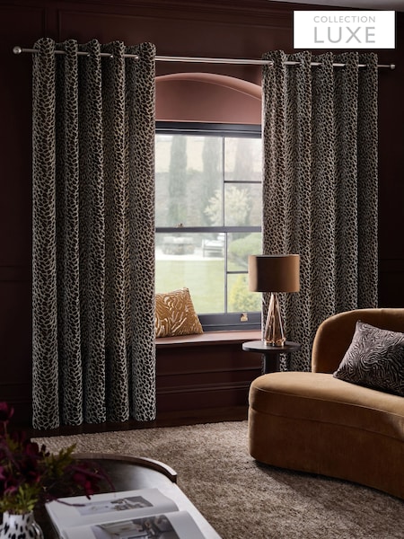 Collection Luxe Heavyweight Velvet Animal Eyelet Lined Curtains