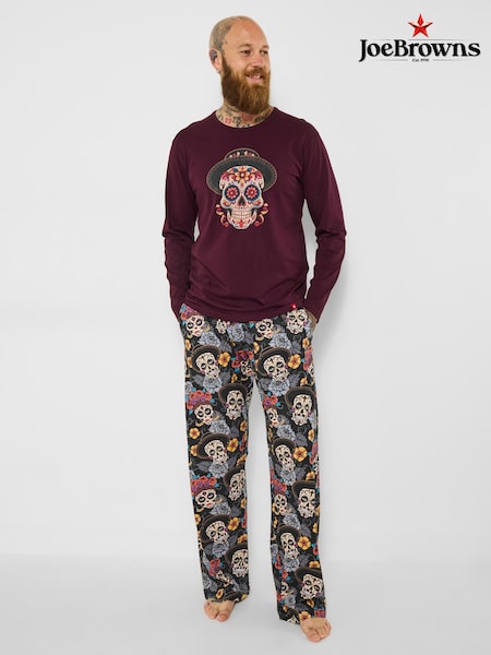 Joe Browns Purple Mens Skull Pyjamas Set (G59293) | £45