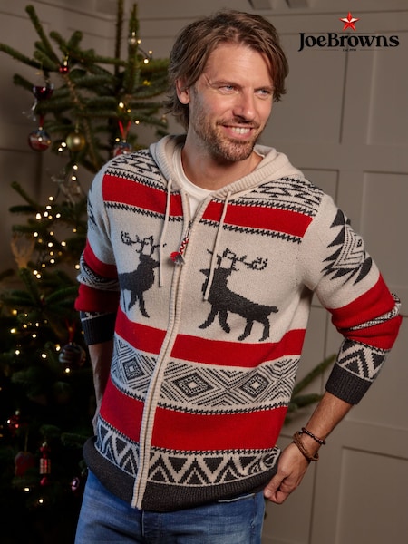 Joe Browns Cream Stag Pattern Zip Hoodie (G59310) | £70