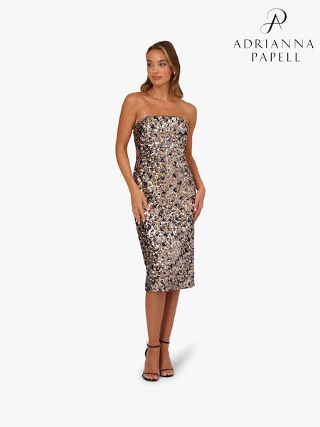 Adrianna By Adrianna Papell Metallic Metallic Sequin Dress (G59354) | £299
