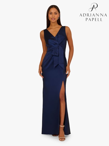Adrianna Papell Blue Stretch Taffeta Bow Gown (G59359) | £199