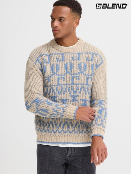 Blend Cream Geometric Chunky Knit Jumper (G59380) | £70