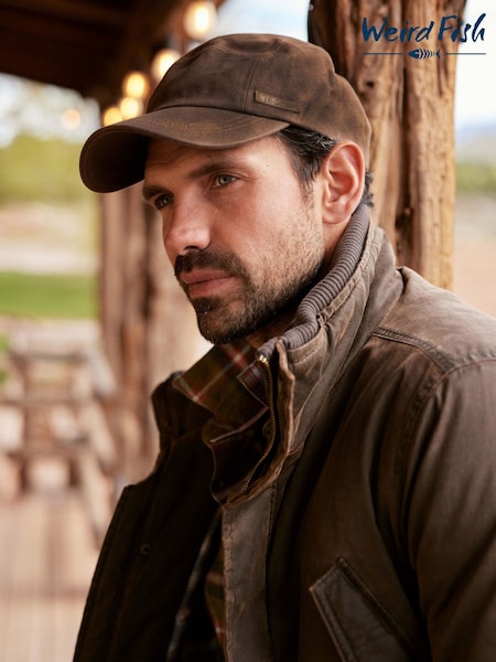 Weird Fish Brown Bowers Green Waxed Canvas Cap (G59449) | £25