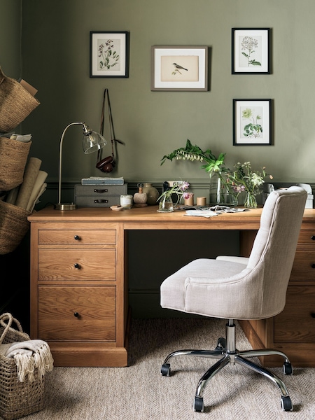 Cotswold Company Natural Elkstone Mellow Oak Storage Desk (G59556) | £1,050