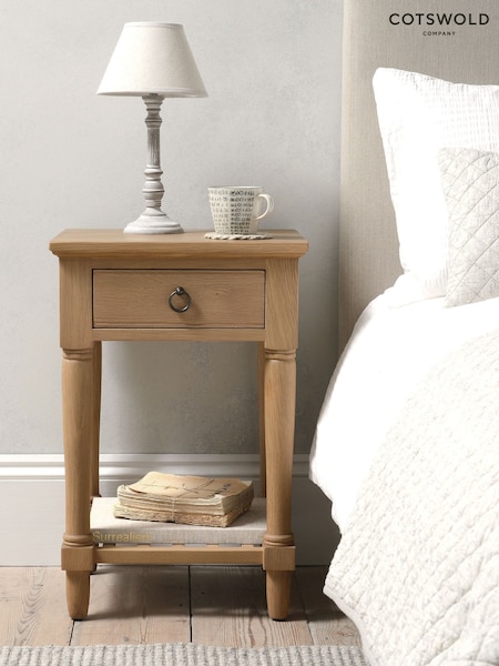 Cotswold Company Rustic Elkstone Mellow Oak 1 Drawer Bedside Table (G59564) | £205