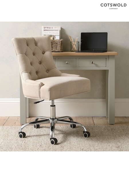 Cotswold Company Stone Linen Upholstered Office Chair (G59579) | £290