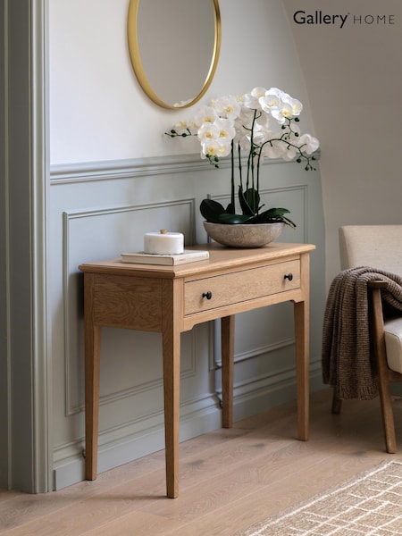 Gallery Home Natural Clayton Solid Oak 1 Drawer Console Table (G59594) | £360