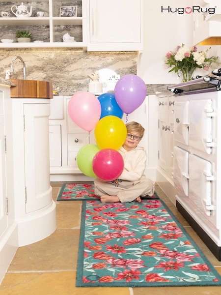 Hug Rug Green Tumbling Tulips Runner (G59631) | £80