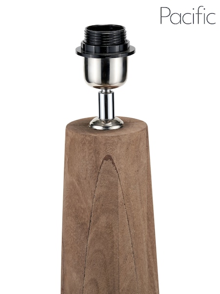 Pacific Natural Esha Conical Wood Table Lamp Base with Martigues 35cm White Boucle Tapered Lampshade (G59650) | £110