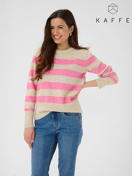 Kaffe Natural KAniel Long Sleeve Striped Jumper (G59735) | £40