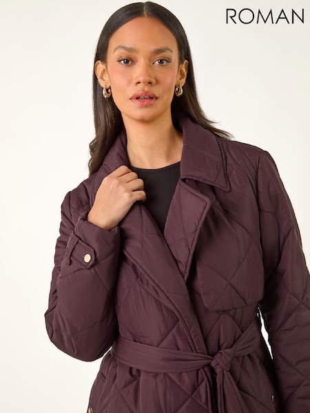 Roman Red Chevron Wrap Quilted Puffer Coat (G59795) | £110