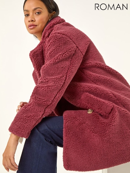 Roman Red Oversized Boucle Coat (G59797) | £80