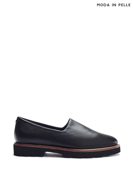 Moda in Pelle Black Ekina Stretch Slip On Loafers With Contrast Rand (G59983) | £69