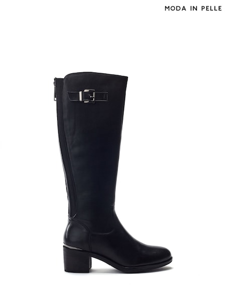 Moda in Pelle Black Sansho Block Heel Long Riding Boots (G59987) | £149