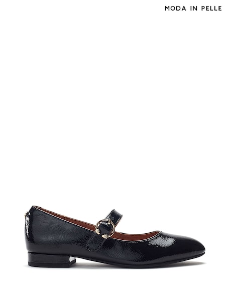 Moda in Pelle Black Firuta Flat Maryjane Smart Shoes (G59990) | £79