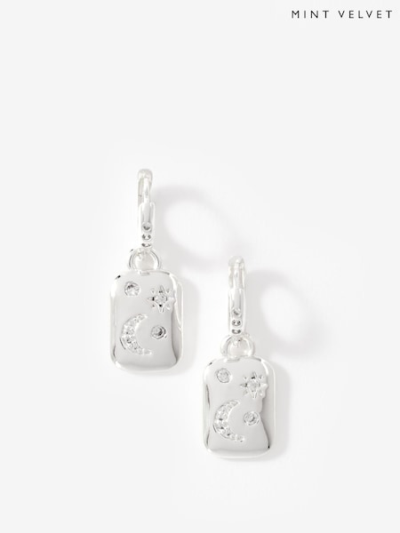 Mint Velvet Silver Plated Star Hoop Earrings (G60173) | £39