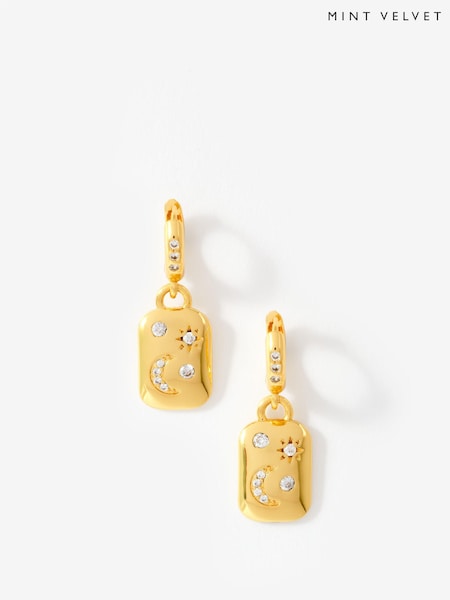 Mint Velvet Gold Plated Star Hoop Earrings (G60175) | £39