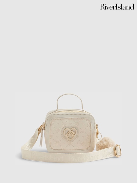 River Island Cream Monogram Box Cross-Body Bag (G60225) | £16