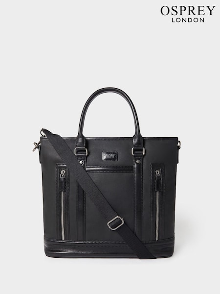 Osprey London Black The Frontline Large Waxed Canvas & Leather Workbag (G60227) | £185