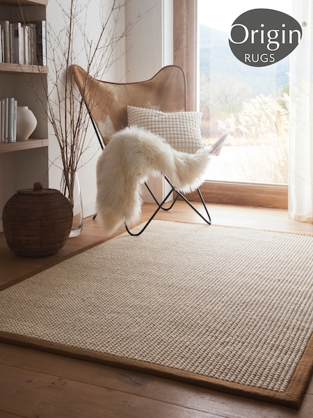 Origin Rugs Natural Sisal Boucle Mocha Border Rug (G60408) | £175 - £485