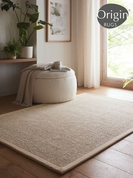 Origin Rugs Natural Sisal Boucle Beige Border Rug (G60417) | £175 - £485