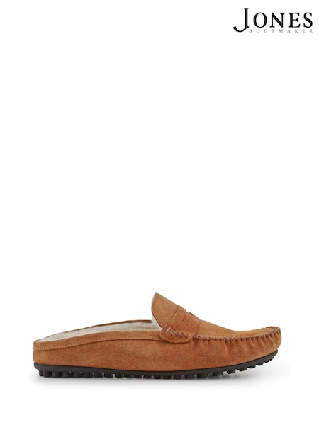 Jones Bootmaker Dark Brown Zap Leather Mule Slippers (G60500) | £59