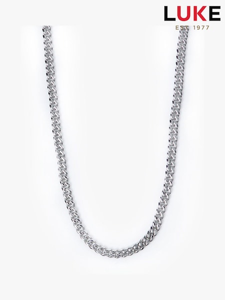 Luke 1977 Silver Tone Stainless Steel Cuban Chain Necklace (G60633) | £40