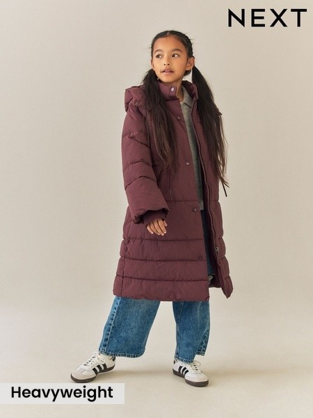 Burgundy - Shower Resistant Padded Coat (3-16yrs)