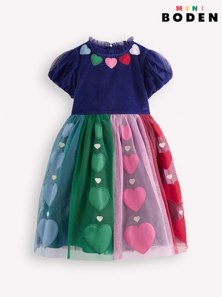 Boden Blue Marl Velvet Tulle Occasion Dress (G60967) | £69 - £75