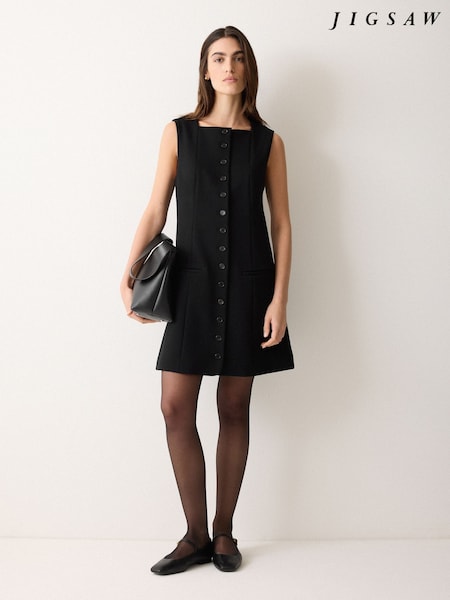 Jigsaw Black Square Neck Waistcoat Dress (G61133) | £150
