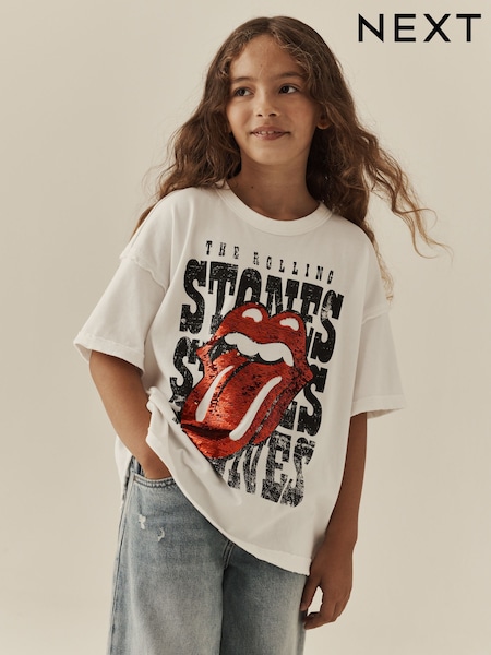 Ecru Sequin - Rolling Stones Oversized T-shirt (3-16yrs)