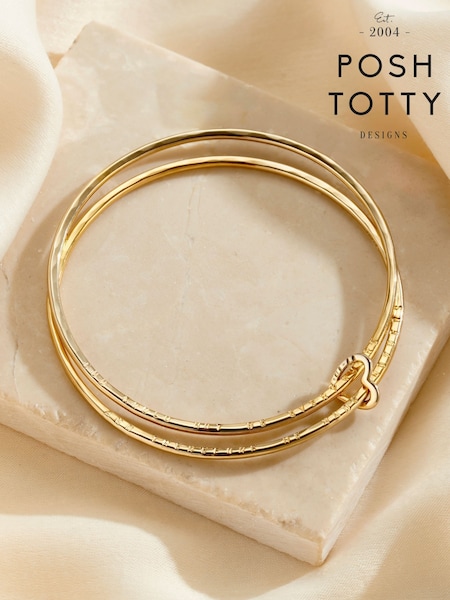 Posh Totty Designs Personalised Double Bangle With Heart (G61249) | £224