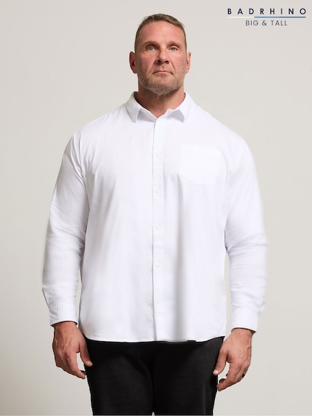 BadRhino Big & Tall White Long Sleeve Shirt (G61320) | £34